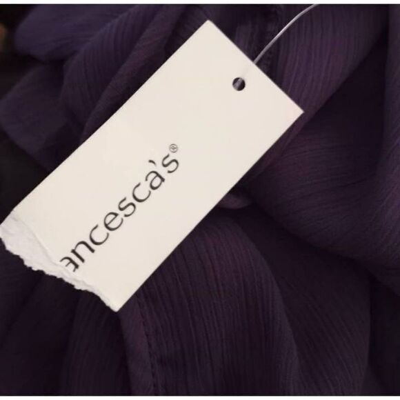 FRANCESCA'S MI AMI PURPLE LOU SHEER SLEEVE GODET MINI DRESS SZ.S NWT. - Picture 11 of 13